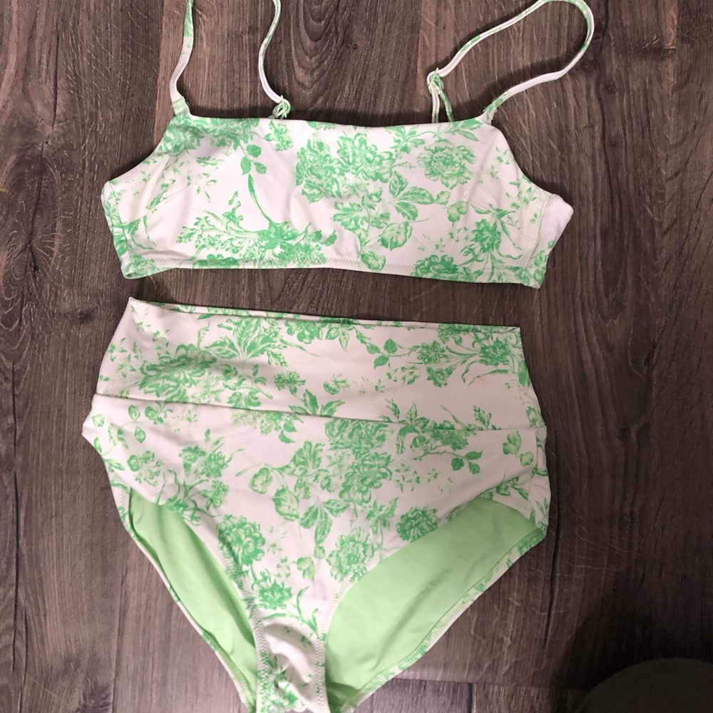 Aerie Green Floral Bikini Set